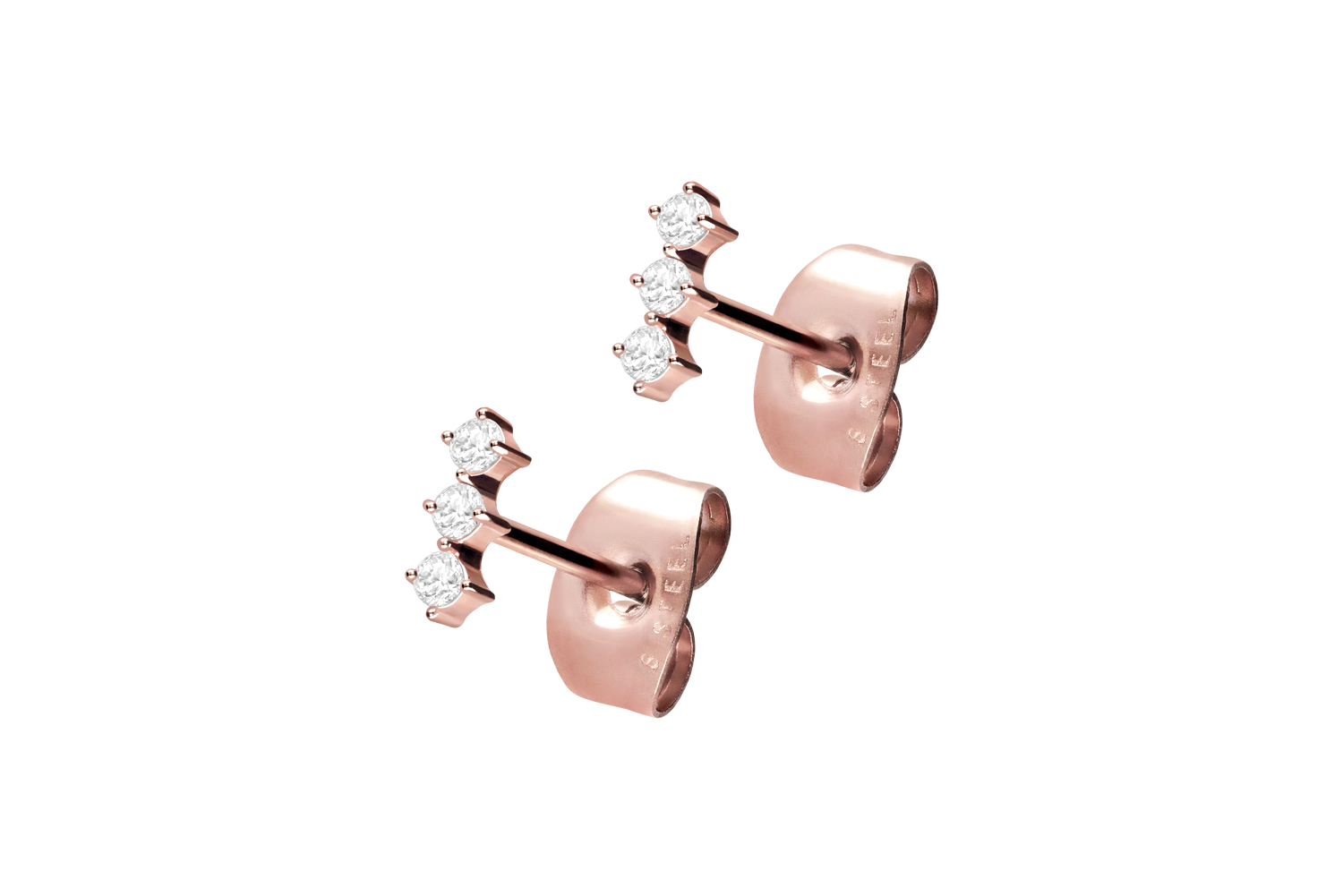 Chirurgenstahl Ohrstecker 3 KRISTALLE